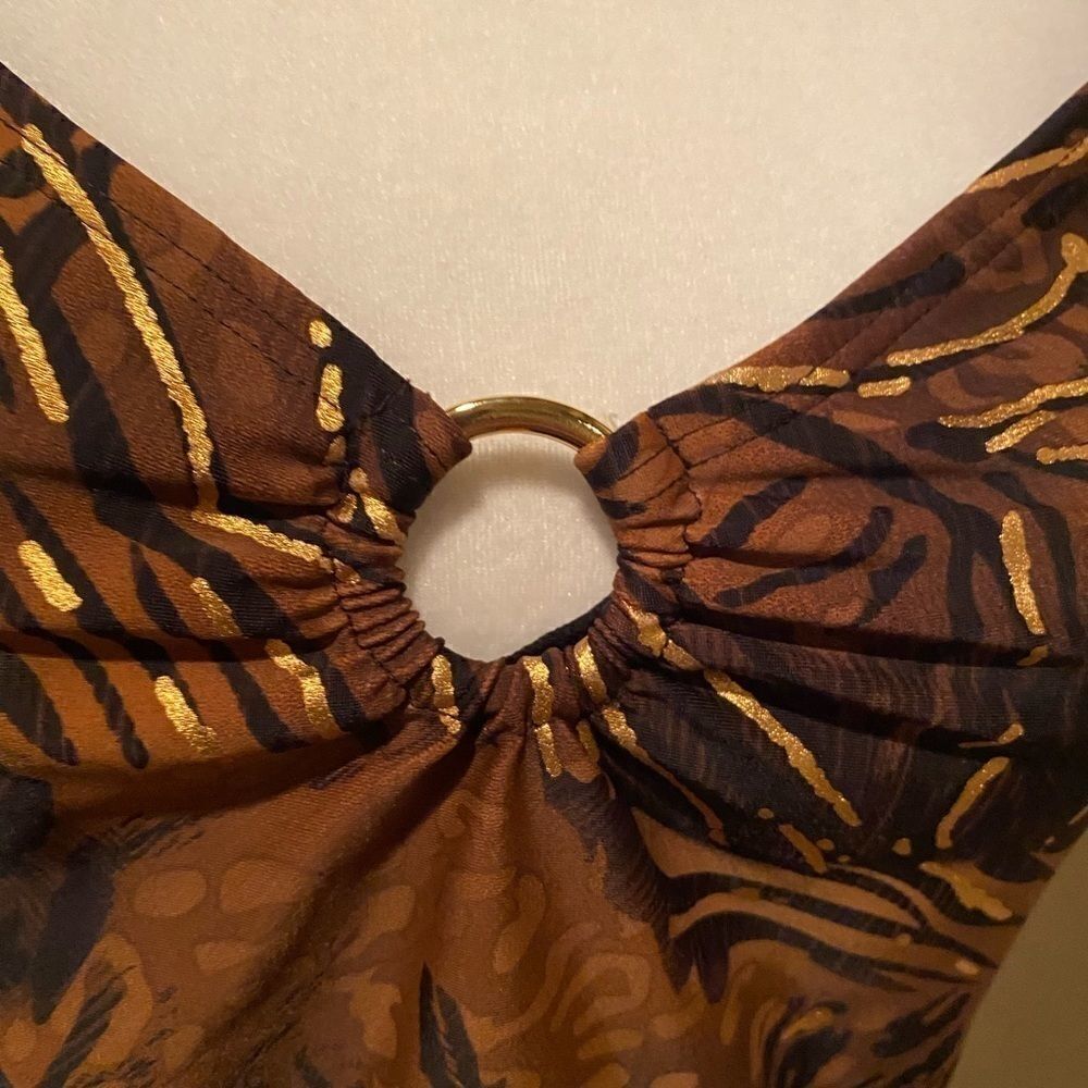 Beach Native Brown/Black Printed Tankini Sz 8 - Picture 10 of 13